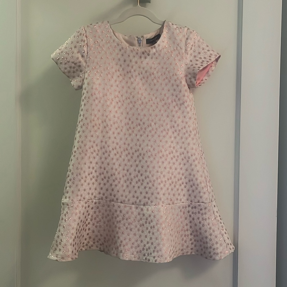 IMOGA girls dress pink dotted shimmer- adorable and ask about the fur collar!!